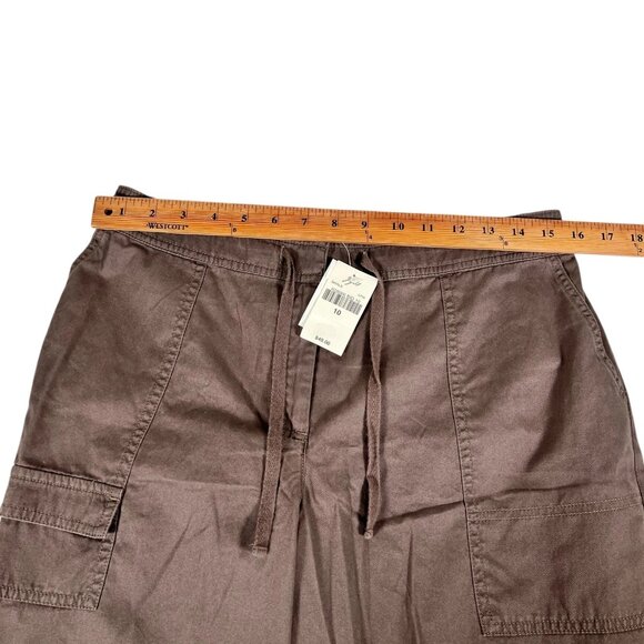 NEW J.Jill Womens Brown Drawstring Waist Wide Leg Cropped Utility Pants Size 10 - Picture 7 of 12
